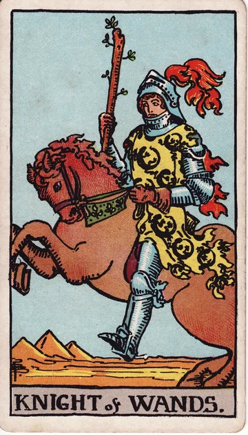 Caballero de Bastos — carta del tarot Rider-Waite
