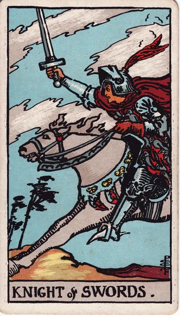 Caballero de Espadas — carta del tarot Rider-Waite