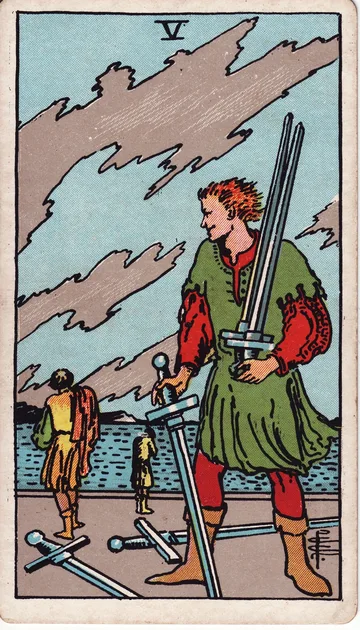 Cinco de Espadas — carta del tarot Rider-Waite