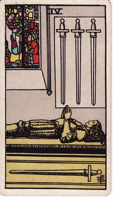 Cuatro de Espadas — carta del tarot Rider-Waite