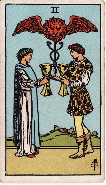 Dos de Copas — carta del tarot Rider-Waite