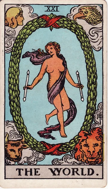 El Mundo — carta del tarot Rider-Waite