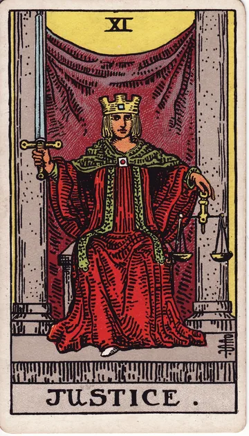 La Justicia — carta del tarot Rider-Waite