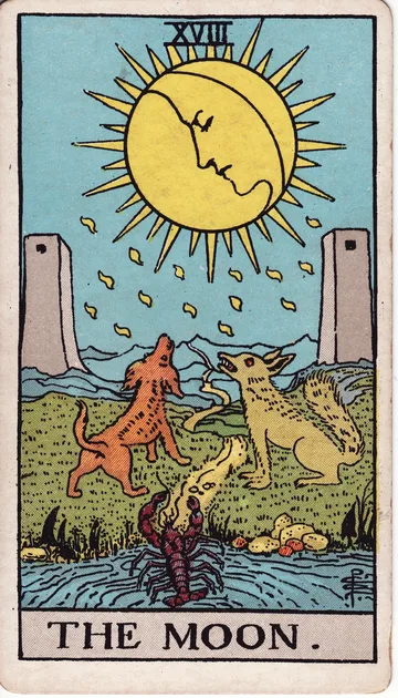 La Luna — carta del tarot Rider-Waite