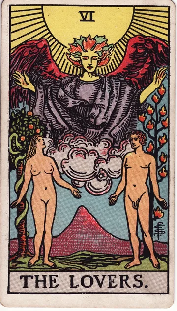 Los Enamorados — carta del tarot Rider-Waite
