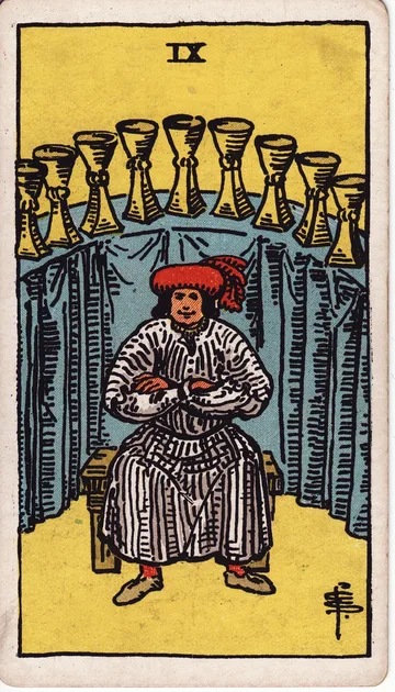 Nueve de Copas — carta del tarot Rider-Waite