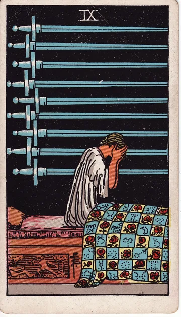 Nueve de Espadas — carta del tarot Rider-Waite