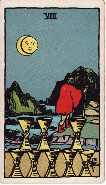 Ocho de Copas — carta del tarot Rider-Waite
