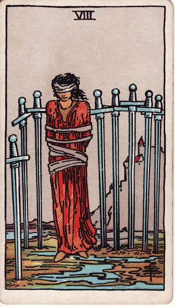 Ocho de Espadas — carta del tarot Rider-Waite