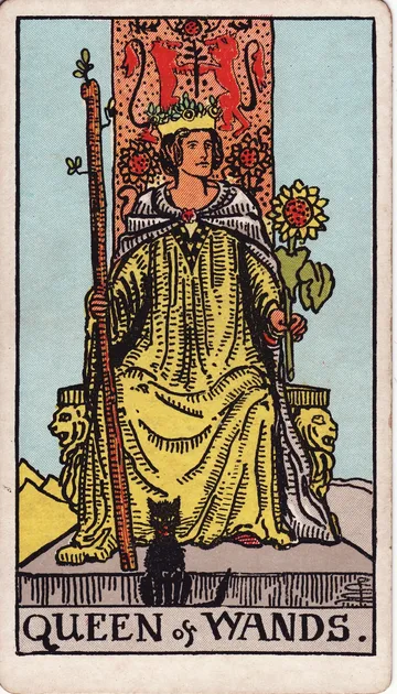 Reina de Bastos — carta del tarot Rider-Waite