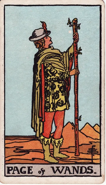 Sota de Bastos — carta del tarot Rider-Waite