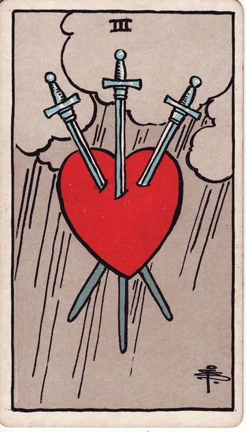 Tres de Espadas — carta del tarot Rider-Waite